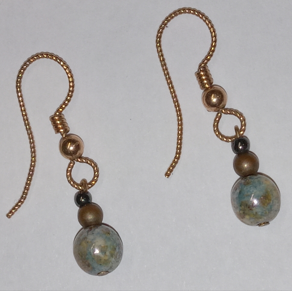 Marbled Ball Bead Dangle Earrings